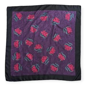 80s 90s silk LAURA ASHLEY magenta pink flower scarf 34" square